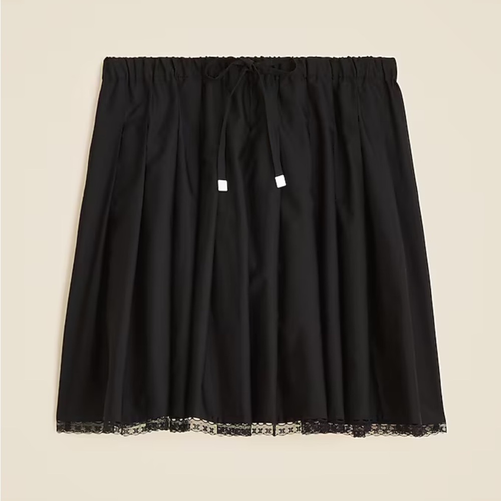 Pleated tie-waist mini skirt